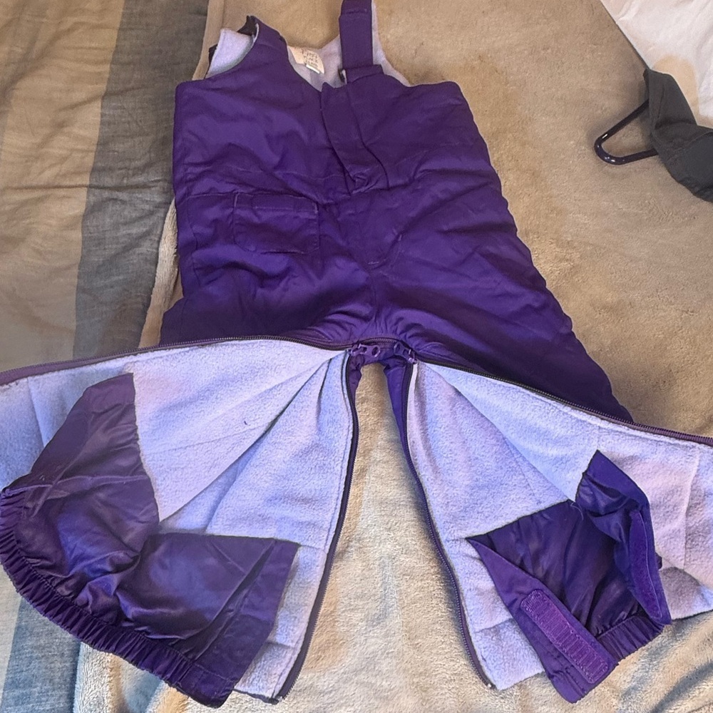1989 Place Kids Purple Quilted Snow Bib Ski Pants Size 24M - Picture 9 of 11